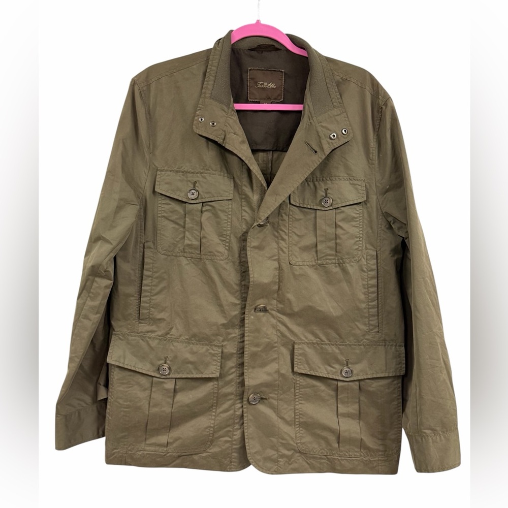 Tasso Elba Men’s Olive Green Field Jacket Military Utility Safari Coat Medium